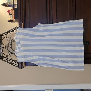 Sleeveless blue and white striped top